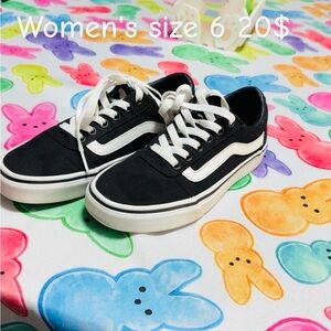 Vans Black and White Low Top Skate Sneakers